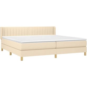 vidaXL Vidaxl - Cama Box Spring Con Colch&oacute;n Tela Color Crema 200x200 Cm