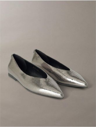 Calvin Klein Womens Womens Gemeen Pointed Flat - Metallic - 6.5
