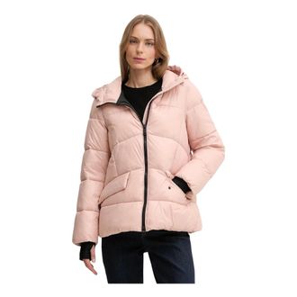 Geox Jassen, Dames, Roze, L, Leer, Gewatteerd jack met doorgestikt patroon