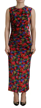 Dsquared2 Dsquared&sup2; Floral Bodycon Ruched Maxi Womens Dress (Pre-Owned)