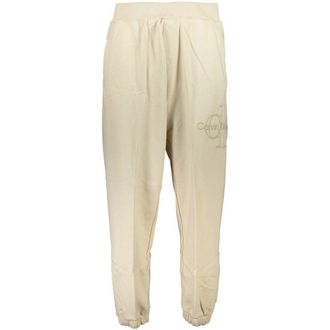 Calvin Klein Mens Logo Detail Casual Pants - Ivory Cotton - Size Small