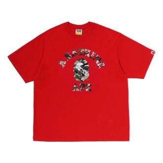 A Bathing Ape Hybrid Camo College Relaxed Fit T-Shirt Red 0ZXTEM319101RRDX