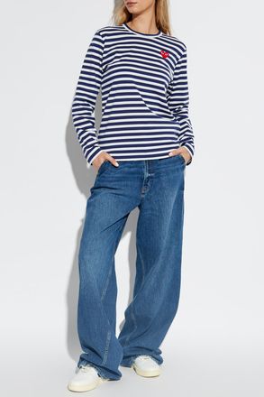 Comme Des Gar&ccedil;ons Comme Des Gar&ccedil;ons Play Top With Stripe Pattern, Womens, Navy Blue