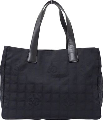 Chanel Black Nylon Handbag Tote Bag (Pre-Owned)