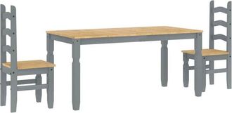 vidaXL Vidaxl - 3 Piece Dining Set Panama Grey Solid Wood Pine