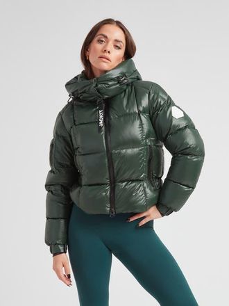 JACK1T EZ Boxed Hooded Cropped Puffer Coat in Emerald/sage at Nordstrom, Size X-Small