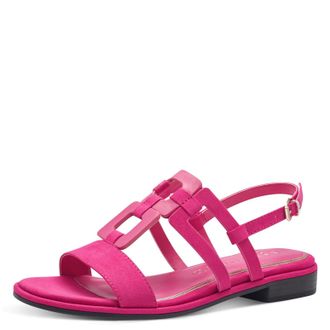MARCO TOZZI Damen Sandalen Aus Leder – Flach Mit Klettverschluss & Weicher Feel-me-Sohle