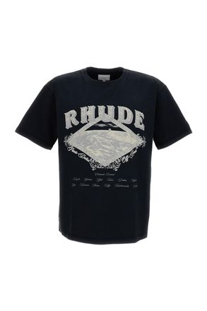 Rhude Oversized Crew Neck T-Shirt with Vintage Dakar Convoy Print