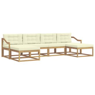 vidaXL Conjunto De Sof&aacute;s De Exterior Con Coj&iacute;n 6 Pcs Blanco Y Crema Vidaxl