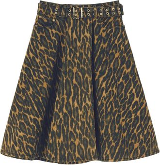 Ganni Gonna midi con stampa animalier - Nero