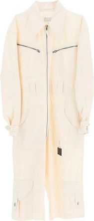 Maison Margiela Witte Katoenen Jumpsuit Overall - Dames - Playsuits - Wit - M - Katoen - Jumpsuits & Playsuits