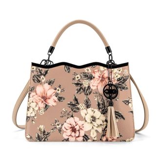 Like Dreams Womens Violette Floral Print Crossbody Satchel Bag In Beige
