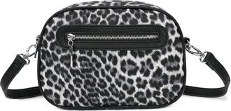 Generic Womens Crossbody Bag, Animal Print, Faux Leather Trim, Adjustable Strap, Front Zipper Pocket (Black)
