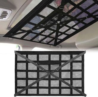 OEM Red De Almacenamiento Para Techo De Coche - Organizador Para Coche - Almacenamiento De Viaje - Red De Doble Capa - 78 X 53 Cm - Negro