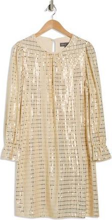 Julia Jordan Metallic Long Sleeve Shift Dress in Gold at Nordstrom Rack, Size 12