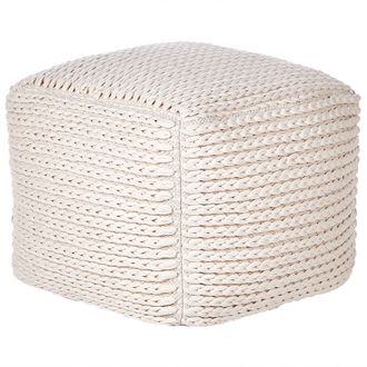 Beliani Beliani - Puf De Algod&oacute;n Cuadrado Con Relleno Color Beige Claro 50 X 35 Cm Daman