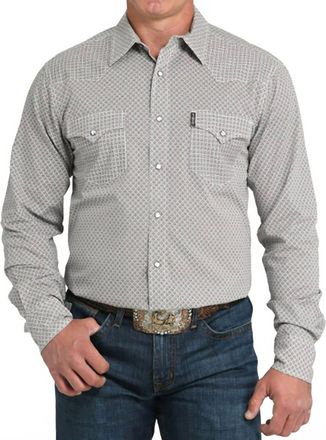 Cinch Modern Fit Western Long Sleeve Snap Shirt In Grey