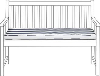 Beliani Coj&iacute;n De Asiento Para Exterior Colch&oacute;n Para Banco Resistente Al Agua Poli&eacute;ster Azul Y Blanco 112 X 54 Cm Jard&iacute;n Vivara