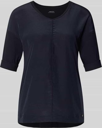Marc Cain T-Shirt mit &Auml;rmelaufschlag und Rundhalsausschnitt in Marine, Gr&ouml;&szlig;e 40
