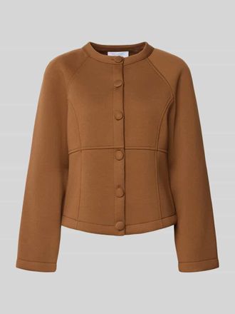 Rich & Royal Jacke aus Viskose-Mix mit Rundhalsausschnitt in Cognac, Gr&ouml;&szlig;e XL
