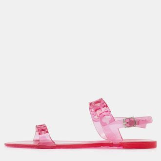 Carolina Herrera CH Carolina Herrera Pink Jelly Ankle Strap Flat Sandals Size 37