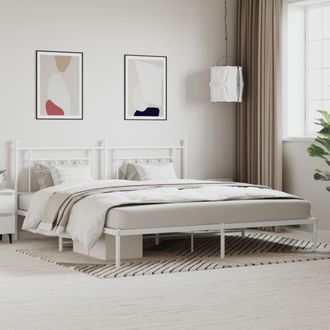 Berkfield Home Metal Bed Frame with Headboard White 200x200 cm