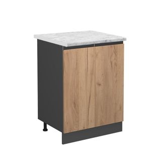 Vicco Mueble Bajo De Cocina R-line, Roble Dorado, 60 Cm Et M&aacute;rmol