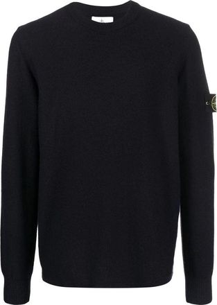 Stone Island Logo Patch Sleeved Crewneck Sweatshirt Black 7715526A1-V0020
