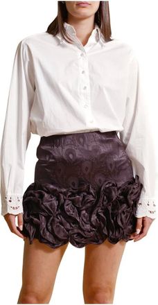 By Ti Mo Short Skirts, female, Black, Size: S Chic Jacquard Mini Skirt