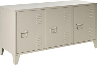 Beliani Credenza in metallo beige 120 x 40 cm 3 ante mensole regolabili passacavi Cardiff