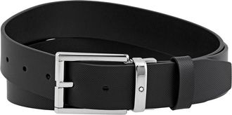 Montblanc Rectangular Shiny Palladium Coated Pin Buckle Mens Belts 126028