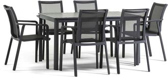 Siediti Fuori e Dentro Set comedor en resina 6 plazas con mesa y sillas gris pizarra