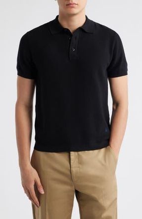 Merz b. Schwanen Organic Cotton Piqu&eacute; Polo in Deep Black at Nordstrom Rack, Size Small