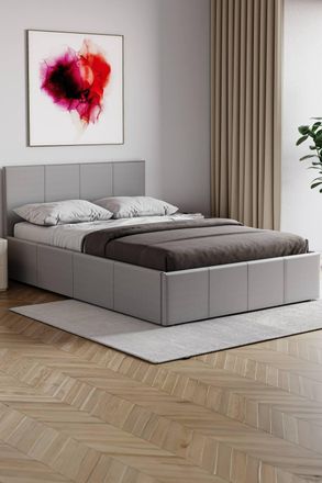 Home Discount Vida Designs Lisbon Ottoman Faux Leather Bed Frame with Mattress in Grey | Size: Single
