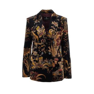 Etro Paisley velvet double-breasted jacket Woman 44