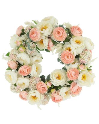 Creative Displays Inc. 24In Spring Wreath With Peonies & Ranunculus