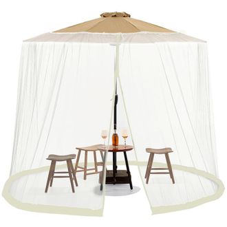 OEM Sombrilla De Exterior Con Mosquitera Integrada, Para Sombrillas De 2,1 A 3,4 M, Apta Para 7-9 Personas (blanca)