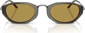 A|X Armani Exchange 50mm Polarized Irregular Oval Sunglasses in Brown /Green Top /Green at Nordstrom