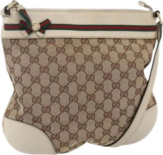 Gucci Pre-owned Cross Body Bags, female, Beige, Size: ONE SIZE Pre-owned Canvas Cross Body Bag