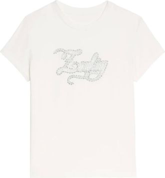 Zadig&Voltaire T-shirt con logo e strass - Bianco