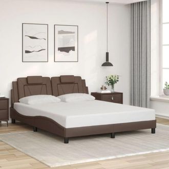 vidaXL Vidaxl - Estructura De Cama Sin Colch&oacute;n Cuero Sint&eacute;tico Marr&oacute;n 160x200cm