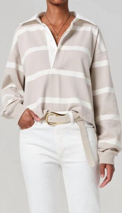 Citizens Of Humanity Aris Rugby Stripe Top In Sand Atlas