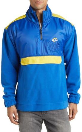 BOSS x NFL Fumble Mixed Media Quarter Zip Pullover in Los Angeles Rams Bright Blue at Nordstrom Rack, Size X-Large
