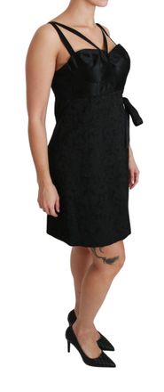 Dolce & Gabbana Womens Black Stretch Satin Jacquard Mini Dress Polyester