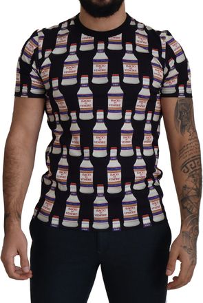 Dolce & Gabbana Black Bacio Di Venere Cotton Crew Mens T-shirt - Size EU 46 (Mens)