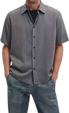 Rag & Bone Dalton Short Sleeve Jacquard Shirt In Grey