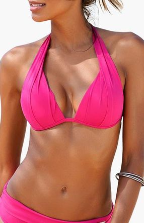 Lascana Womens Halter Push Up Bikini Top Size 34A in Pink at Nordstrom