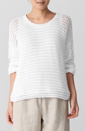 Eileen Fisher Crewneck Oversize Organic Cotton Sweater in White at Nordstrom Rack, Size Xx-Small
