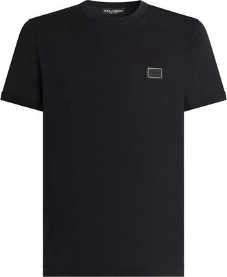 Dolce & Gabbana T-shirt con placchetta logo - - Tops - Uomo - Blu - L