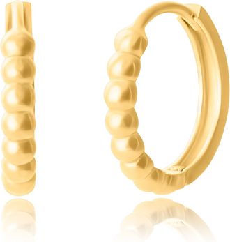 MAX + STONE 14K Yellow Gold Beaded Huggie Hoops